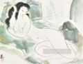 tinta china antigua desnuda reclinada